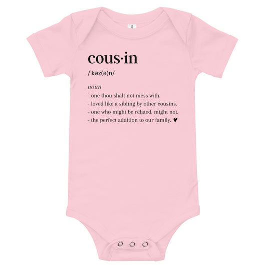 Definition Of A Cousin Baby Short Sleeve Onesie