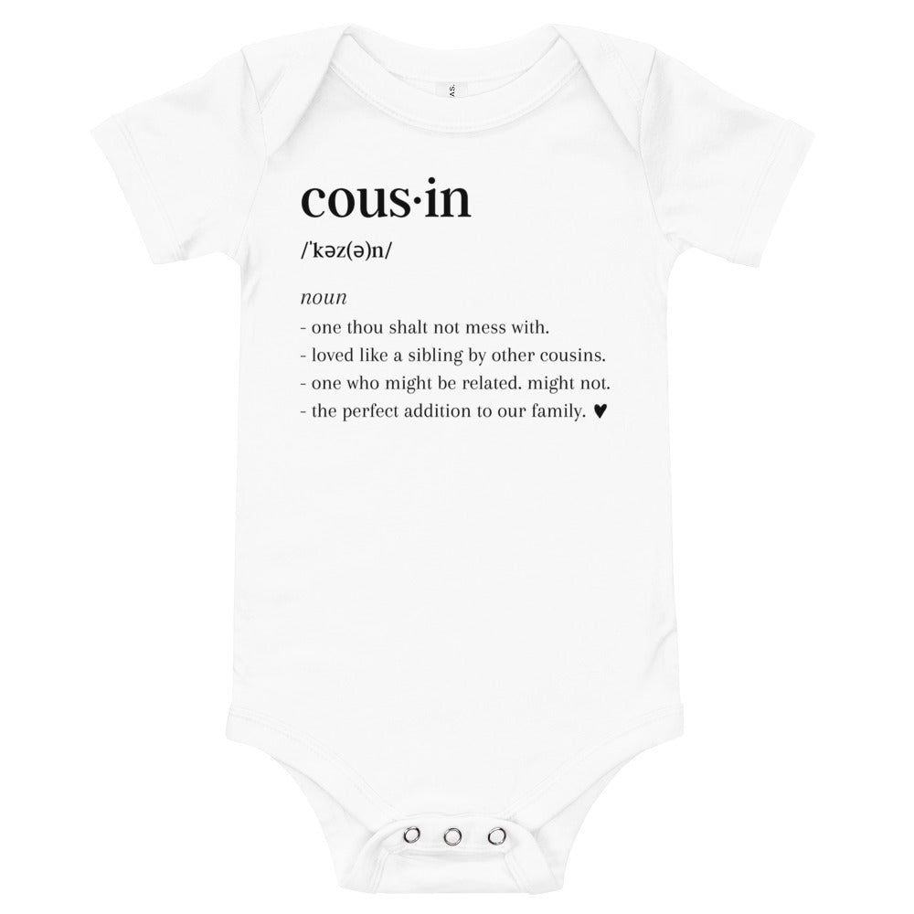 Definition Of A Cousin Baby Short Sleeve Onesie