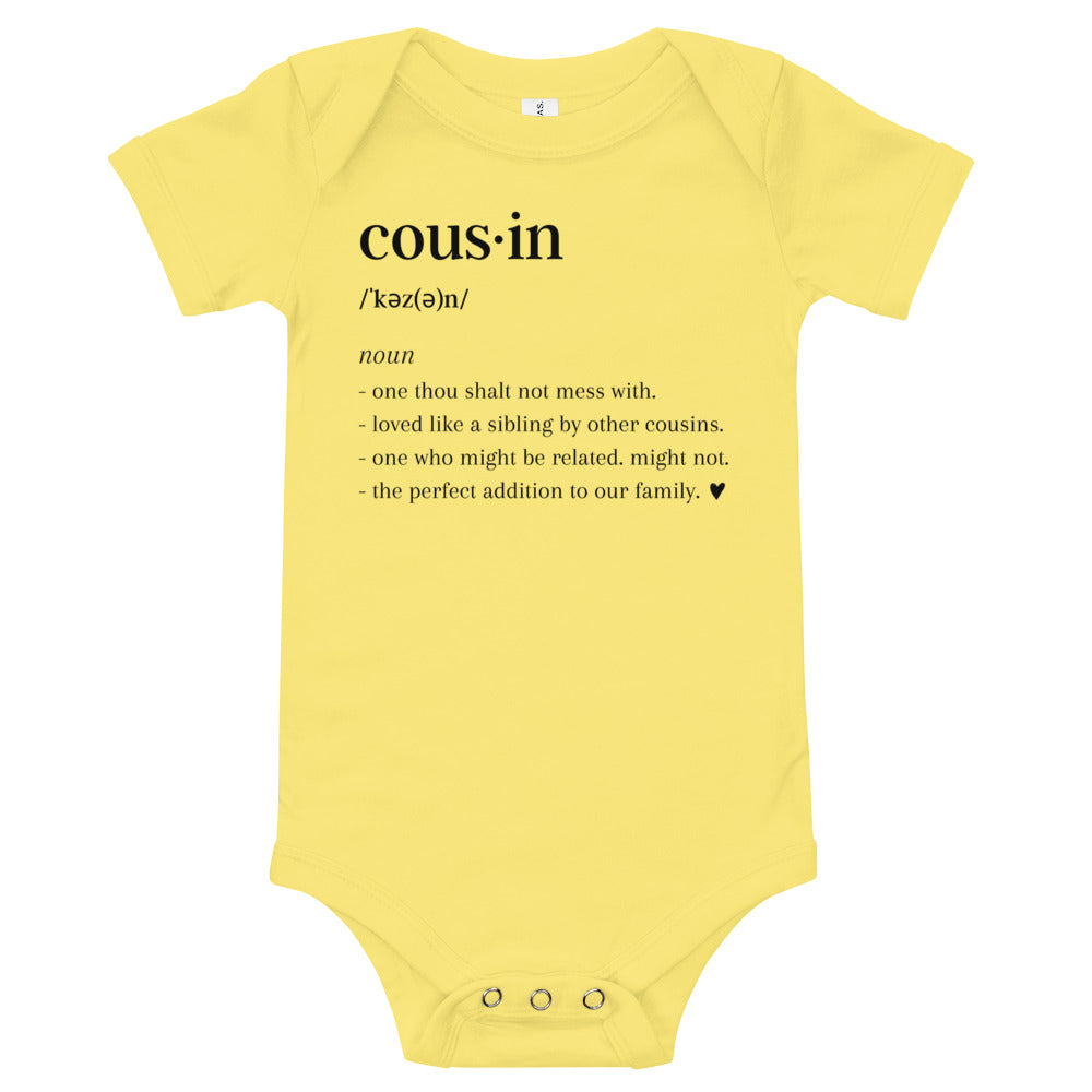 Definition Of A Cousin Baby Short Sleeve Onesie