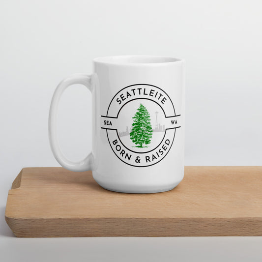 Seattleite Born & Raised White Glossy Mug